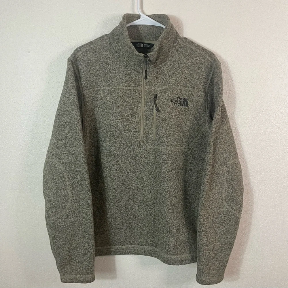 The North Face Gordon‎ Lyons 1/4 Zip Pullover Sherpa Lined Gray Oatmeal Size M